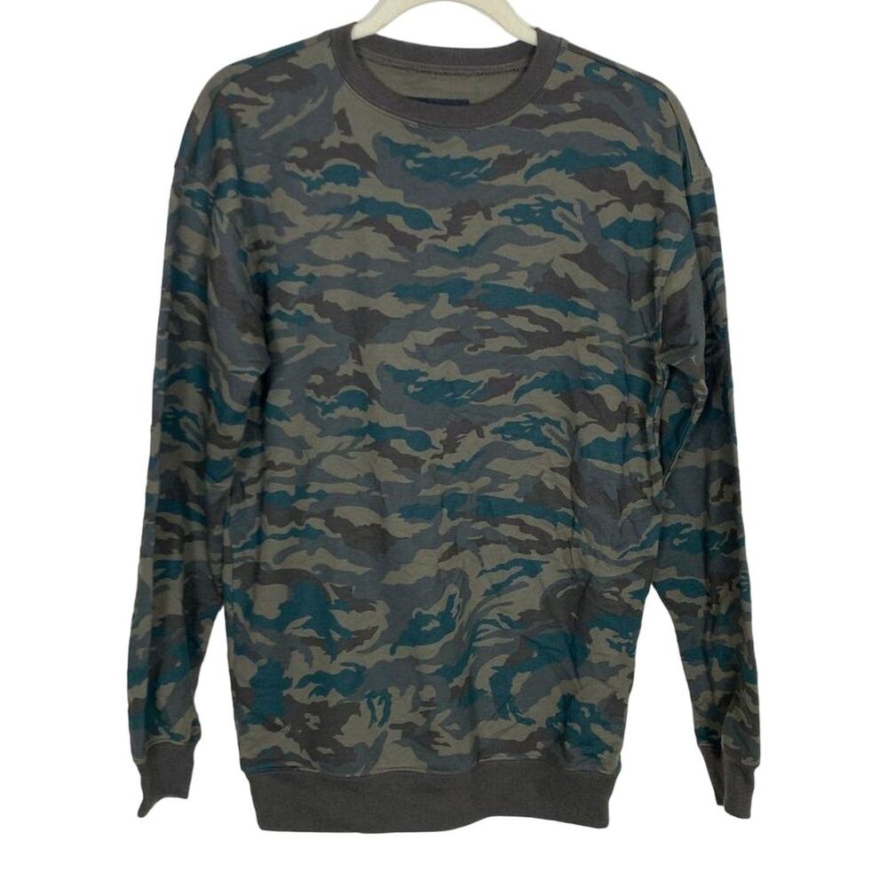 Men's XS Cotton Camo Green Pullover Knit Sweatshirt Top Oringinal‎ Use
